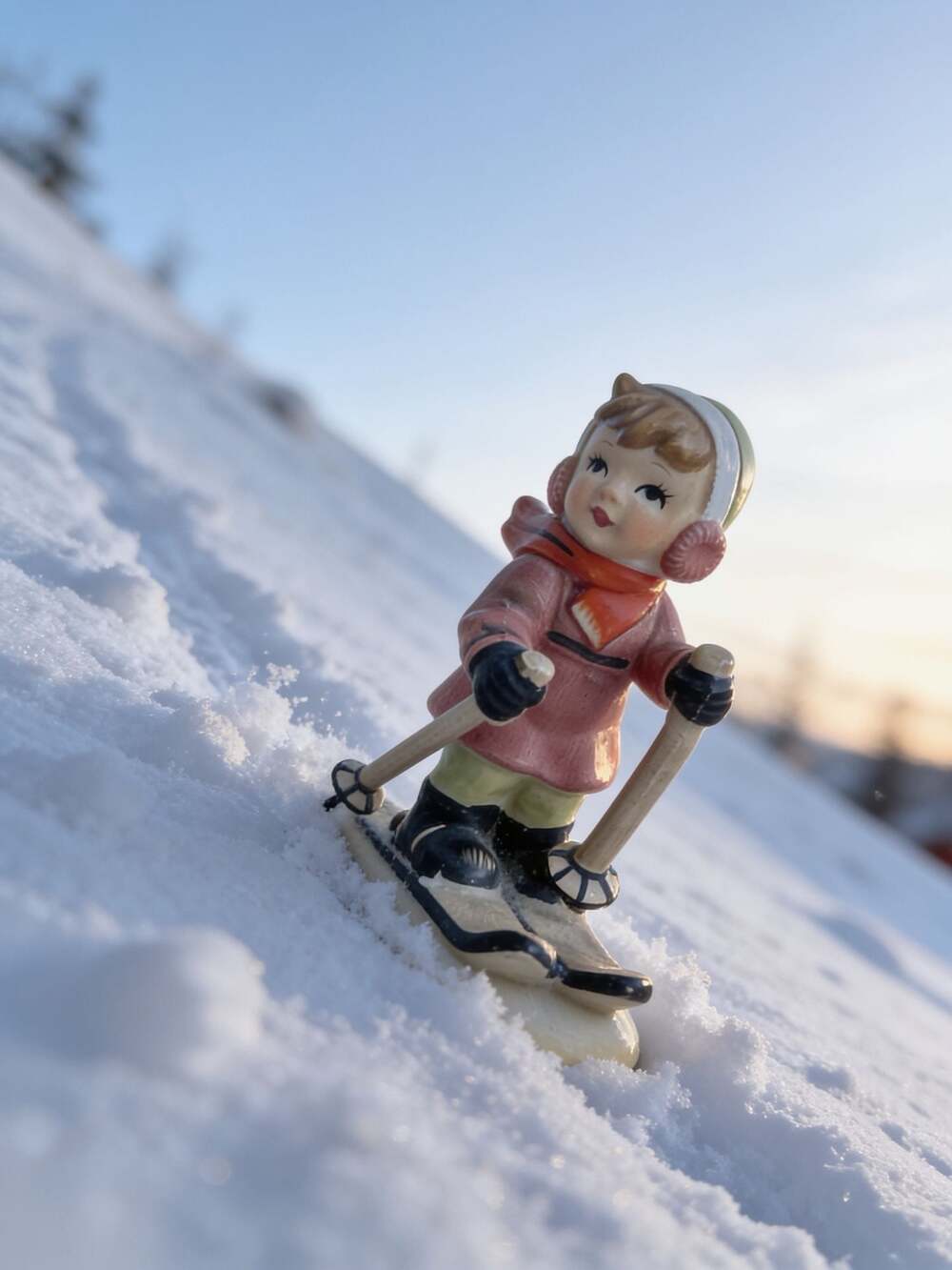 Vintage Erich Stauffer Designed Skier Porcelain Figurine Number 8588